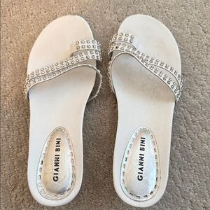 Gianni Bini White Crystal Embellished Sandals